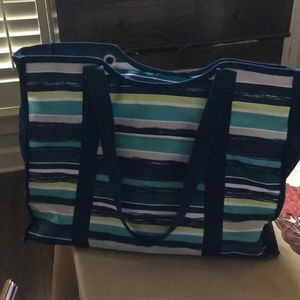 LN Thirty One striped tote, large blue and green